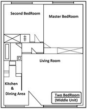 2 Beds, 2 Baths Model floor plan